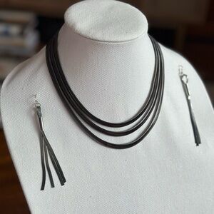 Elegant & Edgy Black Necklace and Earring Set